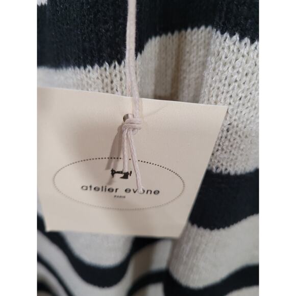 Atelier Evene Paris Women's Black‎ and Cream Striped Strap Dress size S/M #P3 - Picture 7 of 8